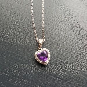 Purple heart diamond necklace